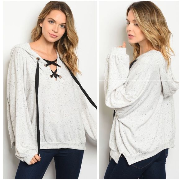 Confetti lace up hooded sweater oversized - Picture 1 of 3
